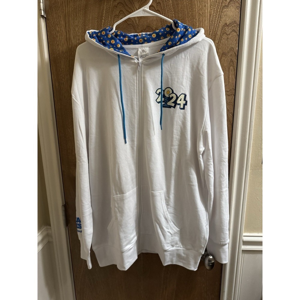 Disney Parks Disneyland Pixar Fest 2024 Hoodie Large White Full Zip Woody Buzz